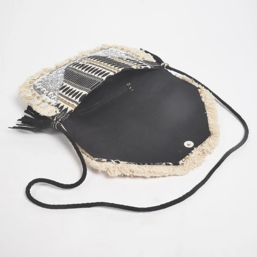 NewHandmade Banjara Jute Bag - Silver accents -Sling Style - Crossbody